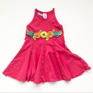 Love U Lots Coral Panel Dress with Flowers